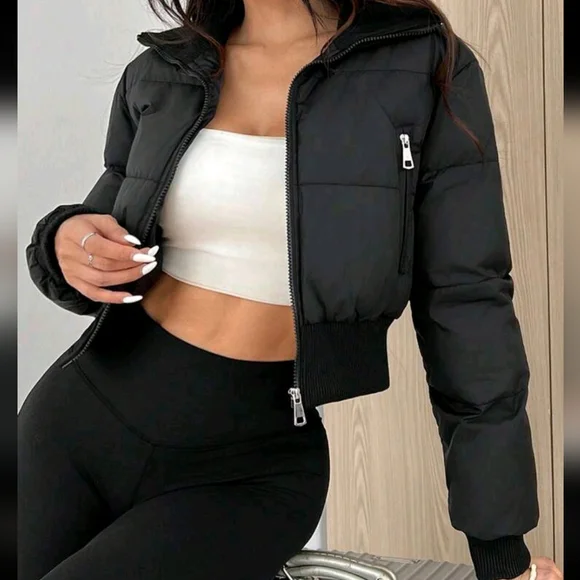 Women's Solid Color Zipper Front Padded Coat - Picture 1 of 4